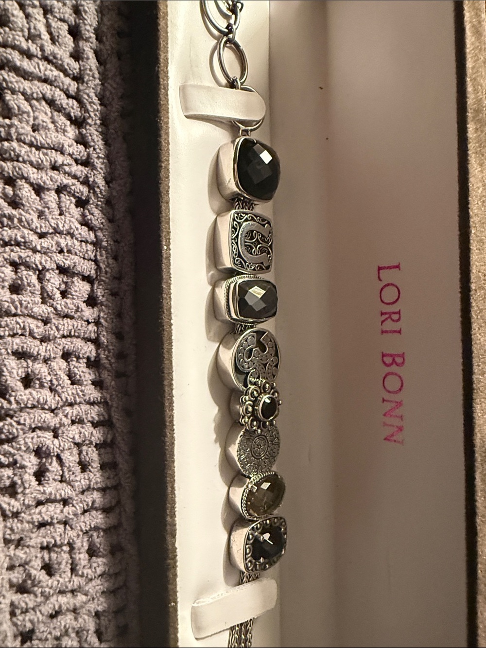 Lori Bonn Silver Bracelet with Black Accents